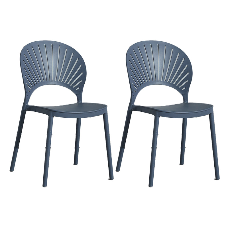 Scandinavian Plastic Armless Chair Kitchen Dining Room Open Back Chair Gray-Blue 2 Piece Set Clearhalo 'Dining Chairs' 'Dining Tables & Seating' 'dining_chair' 'furn' 'furn_dining_chair' 'Furniture' 'furniture_dining_chair' 'Kitchen & Dining Furniture' 5063279