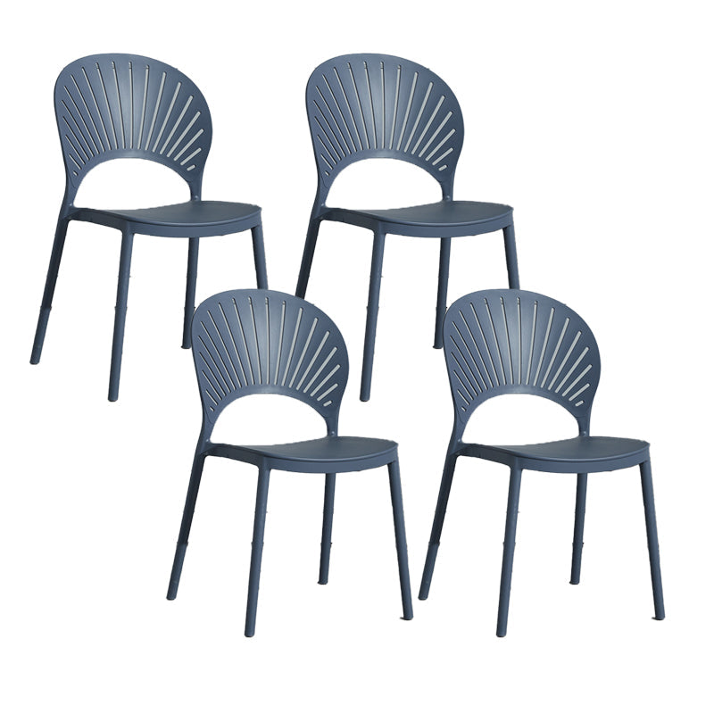 Scandinavian Plastic Armless Chair Kitchen Dining Room Open Back Chair Gray-Blue 4 Piece Set Clearhalo 'Dining Chairs' 'Dining Tables & Seating' 'dining_chair' 'furn' 'furn_dining_chair' 'Furniture' 'furniture_dining_chair' 'Kitchen & Dining Furniture' 5063280