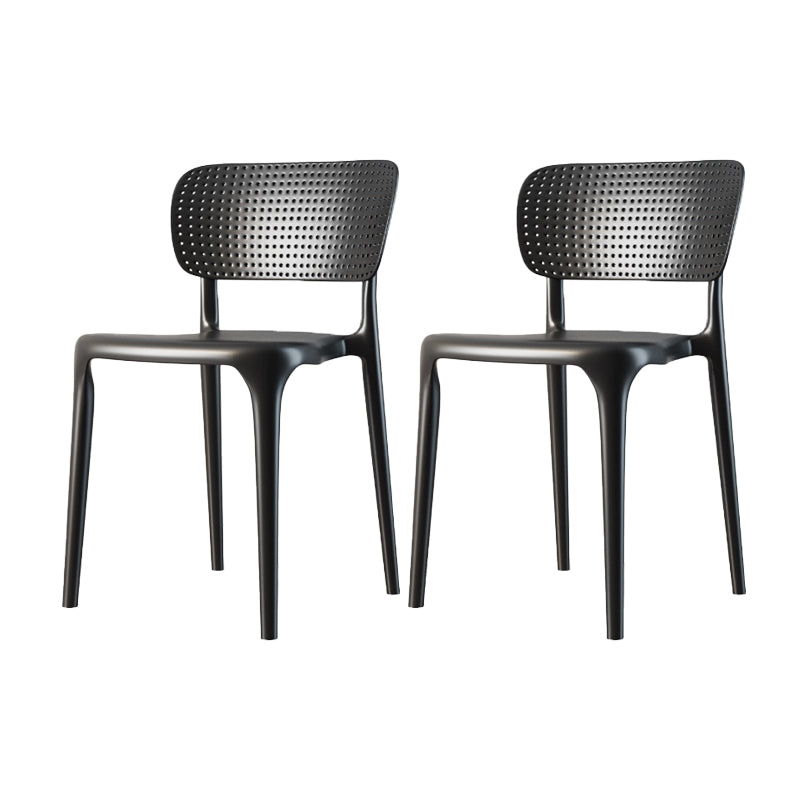 Contemporary Style Side Chair Plastic Dining Side Chair for Indoor Black 2 Piece Set Clearhalo 'Dining Chairs' 'Dining Tables & Seating' 'dining_chair' 'furn' 'furn_dining_chair' 'Furniture' 'furniture_dining_chair' 'Kitchen & Dining Furniture' 5063284