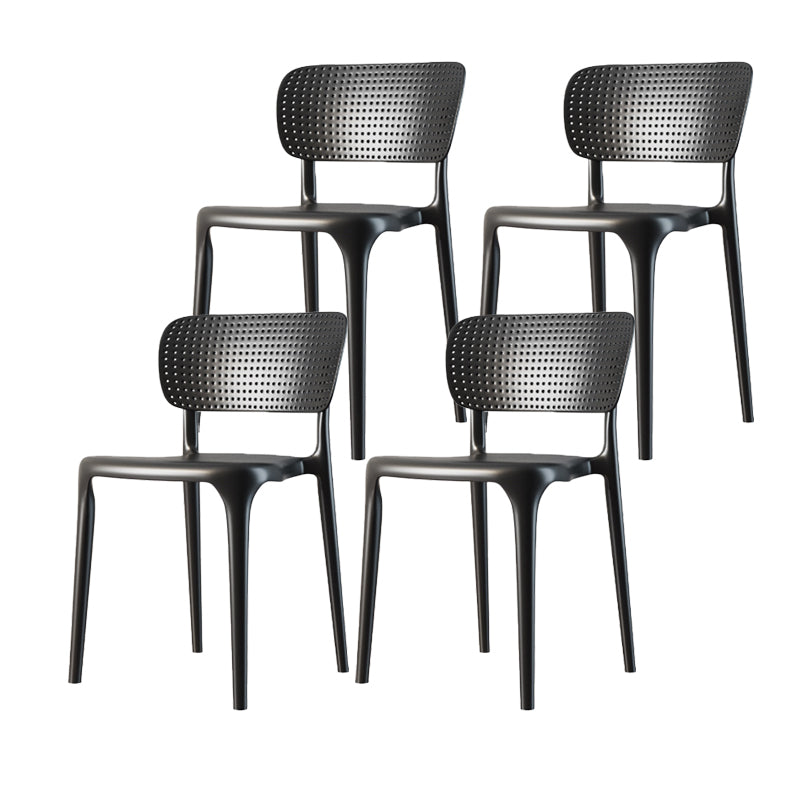 Contemporary Style Side Chair Plastic Dining Side Chair for Indoor Black 4 Piece Set Clearhalo 'Dining Chairs' 'Dining Tables & Seating' 'dining_chair' 'furn' 'furn_dining_chair' 'Furniture' 'furniture_dining_chair' 'Kitchen & Dining Furniture' 5063287