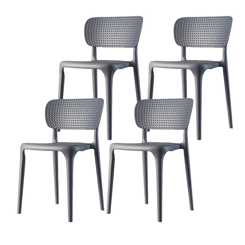 Contemporary Style Side Chair Plastic Dining Side Chair for Indoor Grey 4 Piece Set Clearhalo 'Dining Chairs' 'Dining Tables & Seating' 'dining_chair' 'furn' 'furn_dining_chair' 'Furniture' 'furniture_dining_chair' 'Kitchen & Dining Furniture' 5063293