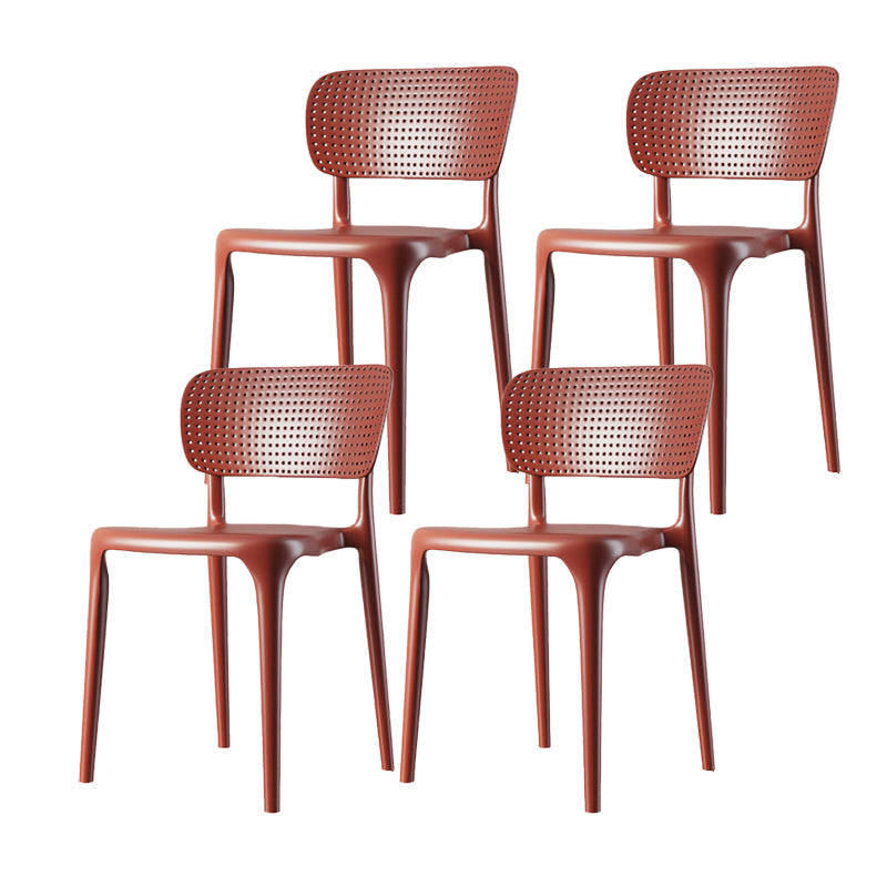 Contemporary Style Side Chair Plastic Dining Side Chair for Indoor Red 4 Piece Set Clearhalo 'Dining Chairs' 'Dining Tables & Seating' 'dining_chair' 'furn' 'furn_dining_chair' 'Furniture' 'furniture_dining_chair' 'Kitchen & Dining Furniture' 5063311