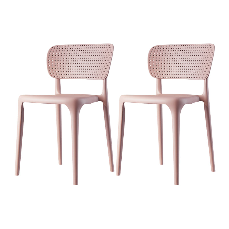 Contemporary Style Side Chair Plastic Dining Side Chair for Indoor Pink 2 Piece Set Clearhalo 'Dining Chairs' 'Dining Tables & Seating' 'dining_chair' 'furn' 'furn_dining_chair' 'Furniture' 'furniture_dining_chair' 'Kitchen & Dining Furniture' 5063313