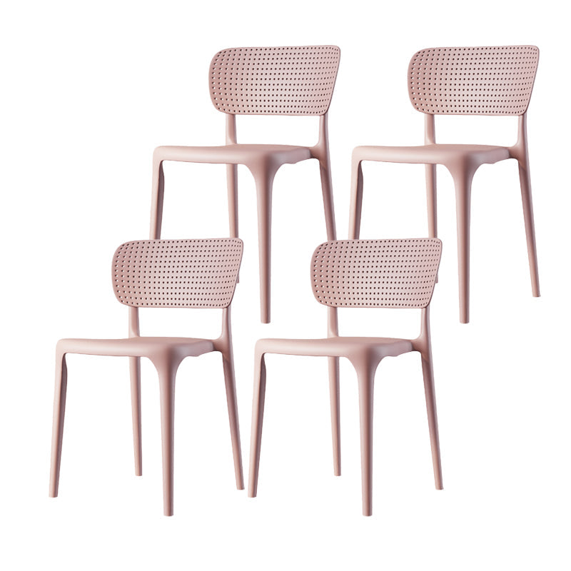 Contemporary Style Side Chair Plastic Dining Side Chair for Indoor Pink 4 Piece Set Clearhalo 'Dining Chairs' 'Dining Tables & Seating' 'dining_chair' 'furn' 'furn_dining_chair' 'Furniture' 'furniture_dining_chair' 'Kitchen & Dining Furniture' 5063314