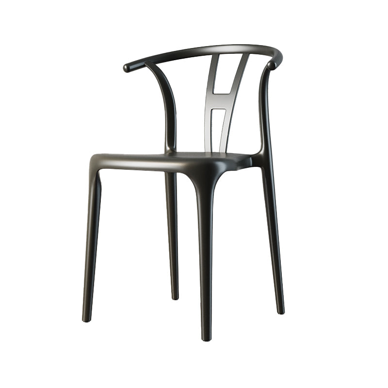 Contemporary Style Side Chair Plastic Dining Side Chair for Indoor Gloss Black 1 Piece Clearhalo 'Dining Chairs' 'Dining Tables & Seating' 'dining_chair' 'furn' 'furn_dining_chair' 'Furniture' 'furniture_dining_chair' 'Kitchen & Dining Furniture' 5063329
