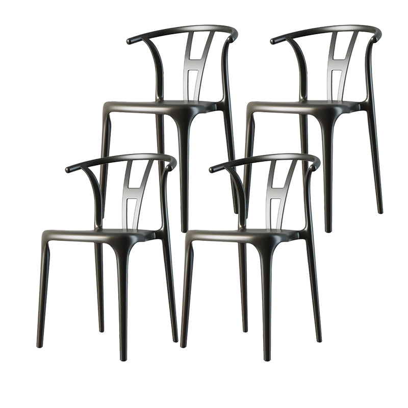 Contemporary Style Side Chair Plastic Dining Side Chair for Indoor Gloss Black 4 Piece Set Clearhalo 'Dining Chairs' 'Dining Tables & Seating' 'dining_chair' 'furn' 'furn_dining_chair' 'Furniture' 'furniture_dining_chair' 'Kitchen & Dining Furniture' 5063331
