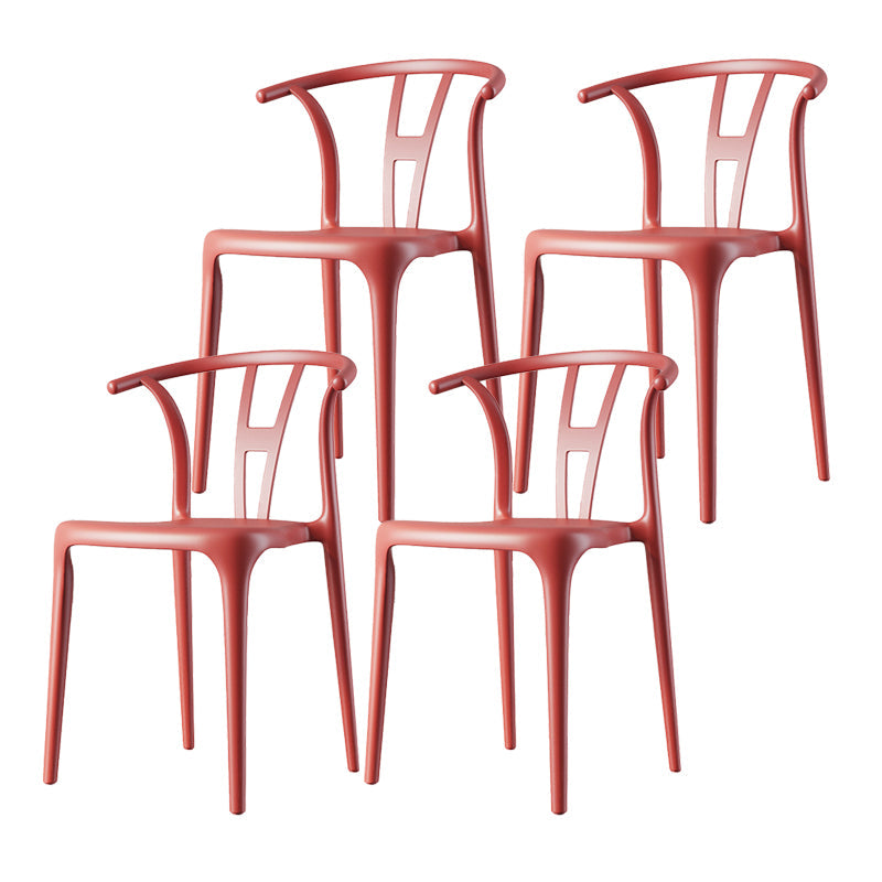Contemporary Style Side Chair Plastic Dining Side Chair for Indoor Watermelon Red 4 Piece Set Clearhalo 'Dining Chairs' 'Dining Tables & Seating' 'dining_chair' 'furn' 'furn_dining_chair' 'Furniture' 'furniture_dining_chair' 'Kitchen & Dining Furniture' 5063340