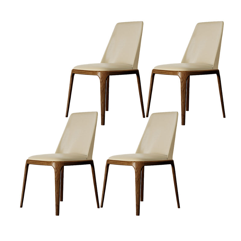 Dining Room Side Chairs Contemporary Solid Wood Kitchen Chair for Home Beige Armless 4 Piece Set Clearhalo 'Dining Chairs' 'Dining Tables & Seating' 'dining_chair' 'furn' 'furn_dining_chair' 'Furniture' 'furniture_dining_chair' 'Kitchen & Dining Furniture' 5063371