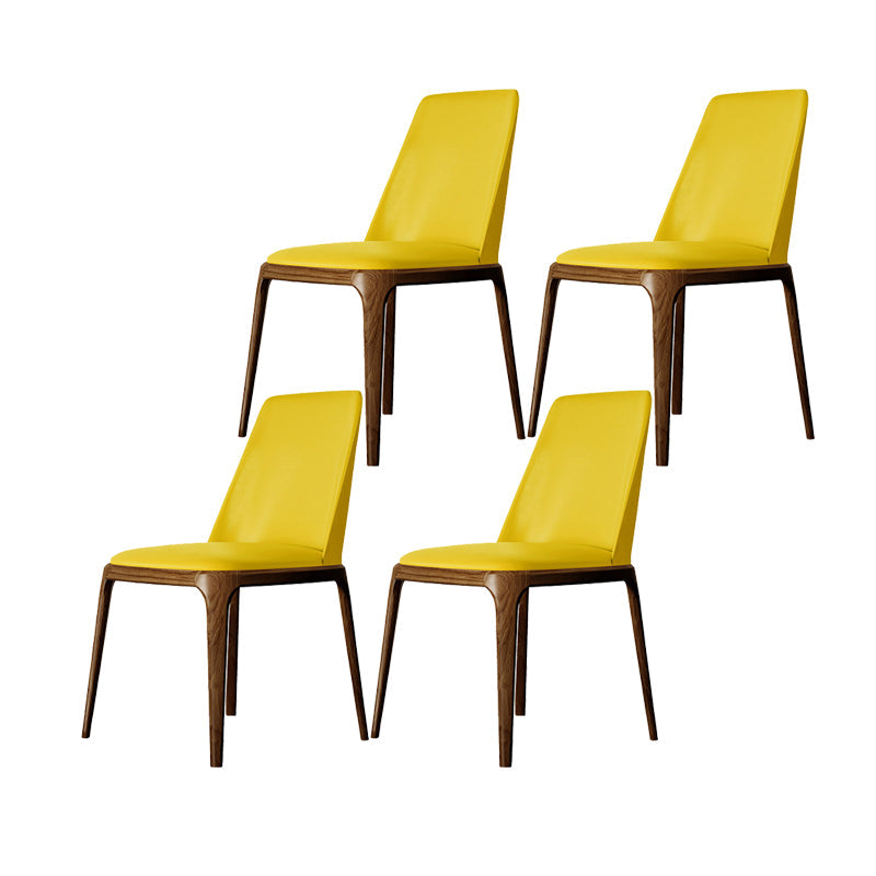 Dining Room Side Chairs Contemporary Solid Wood Kitchen Chair for Home Yellow Armless 4 Piece Set Clearhalo 'Dining Chairs' 'Dining Tables & Seating' 'dining_chair' 'furn' 'furn_dining_chair' 'Furniture' 'furniture_dining_chair' 'Kitchen & Dining Furniture' 5063373
