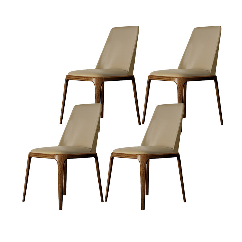 Dining Room Side Chairs Contemporary Solid Wood Kitchen Chair for Home Light Khaki Armless 4 Piece Set Clearhalo 'Dining Chairs' 'Dining Tables & Seating' 'dining_chair' 'furn' 'furn_dining_chair' 'Furniture' 'furniture_dining_chair' 'Kitchen & Dining Furniture' 5063379