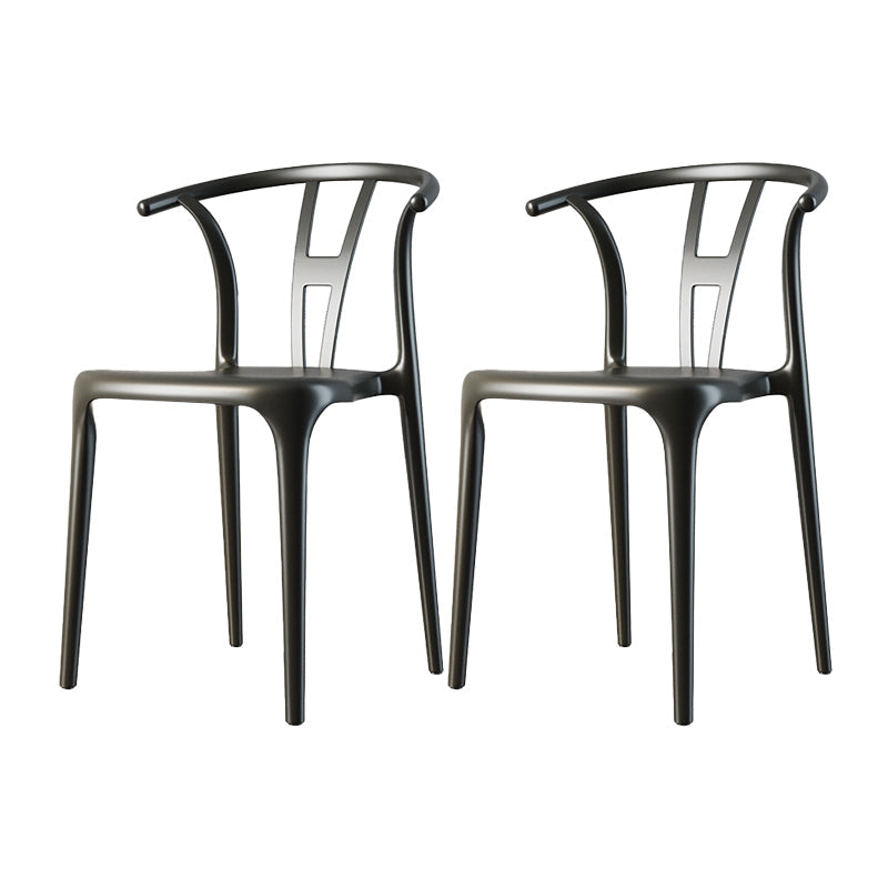 Scandinavian Plastic Armless Chair Dining Room Open Back Chair Black Set of 2 Clearhalo 'Dining Chairs' 'Dining Tables & Seating' 'dining_chair' 'Furniture' 'furniture_dining_chair' 'Kitchen & Dining Furniture' 5063384