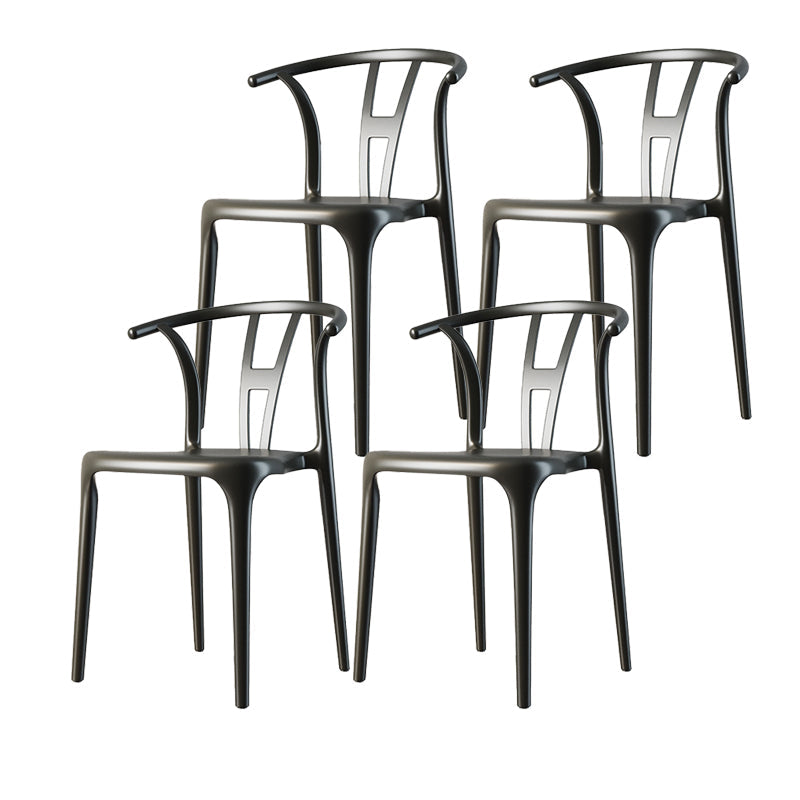 Scandinavian Plastic Armless Chair Dining Room Open Back Chair Black Set of 4 Clearhalo 'Dining Chairs' 'Dining Tables & Seating' 'dining_chair' 'Furniture' 'furniture_dining_chair' 'Kitchen & Dining Furniture' 5063386