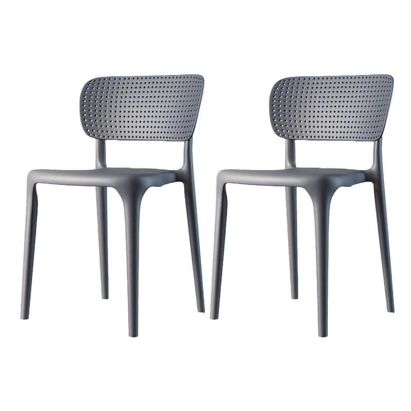 Scandinavian Plastic Armless Chair Dining Room Open Back Chair Grey Set of 2 Clearhalo 'Dining Chairs' 'Dining Tables & Seating' 'dining_chair' 'Furniture' 'furniture_dining_chair' 'Kitchen & Dining Furniture' 5063391