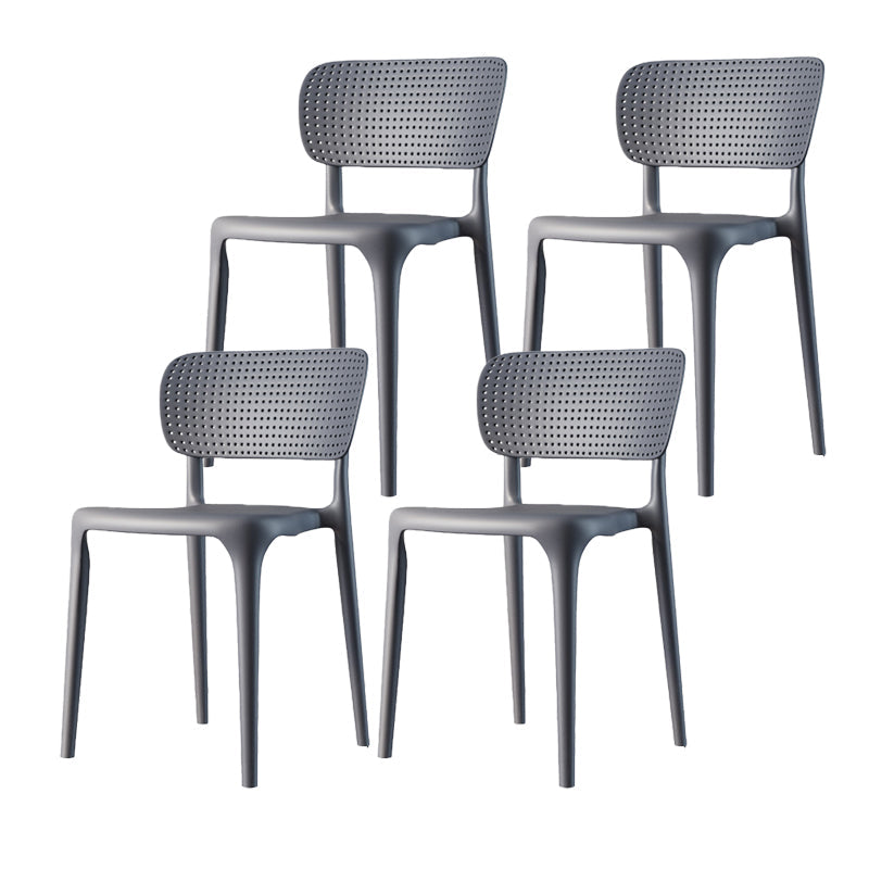 Scandinavian Plastic Armless Chair Dining Room Open Back Chair Grey Set of 4 Clearhalo 'Dining Chairs' 'Dining Tables & Seating' 'dining_chair' 'Furniture' 'furniture_dining_chair' 'Kitchen & Dining Furniture' 5063393