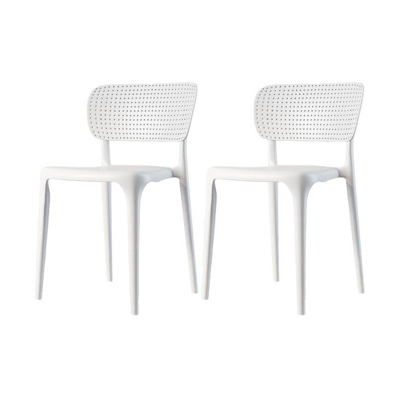 Scandinavian Plastic Armless Chair Dining Room Open Back Chair White Set of 2 Clearhalo 'Dining Chairs' 'Dining Tables & Seating' 'dining_chair' 'Furniture' 'furniture_dining_chair' 'Kitchen & Dining Furniture' 5063397
