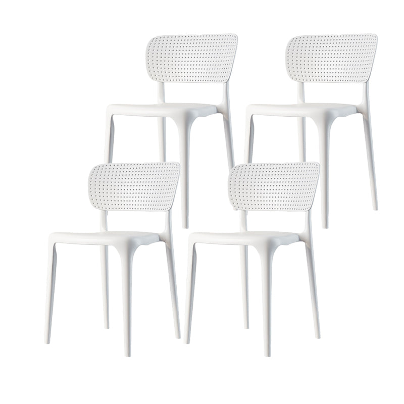 Scandinavian Plastic Armless Chair Dining Room Open Back Chair White Set of 4 Clearhalo 'Dining Chairs' 'Dining Tables & Seating' 'dining_chair' 'Furniture' 'furniture_dining_chair' 'Kitchen & Dining Furniture' 5063399