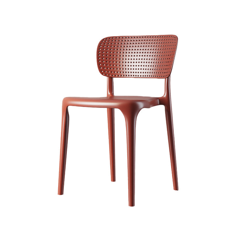 Scandinavian Plastic Armless Chair Dining Room Open Back Chair Red 1 Piece Clearhalo 'Dining Chairs' 'Dining Tables & Seating' 'dining_chair' 'Furniture' 'furniture_dining_chair' 'Kitchen & Dining Furniture' 5063401