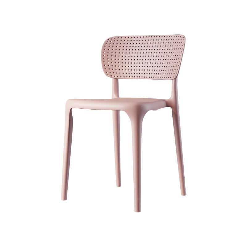 Scandinavian Plastic Armless Chair Dining Room Open Back Chair Pink 1 Piece Clearhalo 'Dining Chairs' 'Dining Tables & Seating' 'dining_chair' 'Furniture' 'furniture_dining_chair' 'Kitchen & Dining Furniture' 5063406