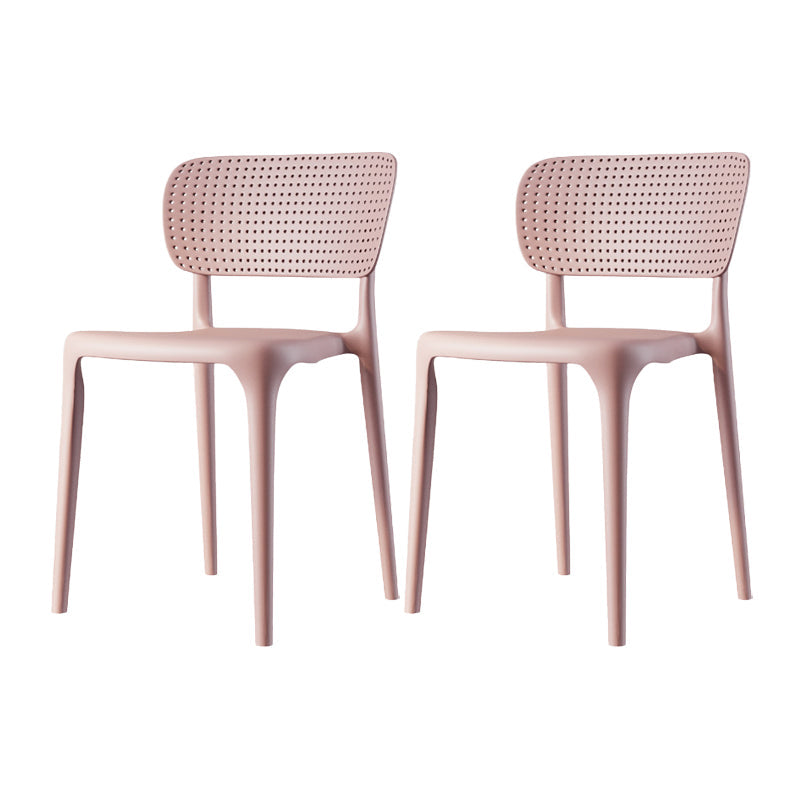 Scandinavian Plastic Armless Chair Dining Room Open Back Chair Pink Set of 2 Clearhalo 'Dining Chairs' 'Dining Tables & Seating' 'dining_chair' 'Furniture' 'furniture_dining_chair' 'Kitchen & Dining Furniture' 5063407