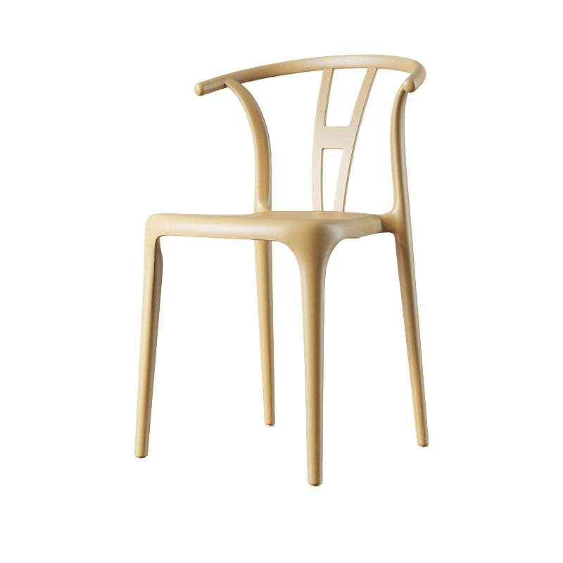 Scandinavian Plastic Armless Chair Dining Room Open Back Chair Yellow 1 Piece Clearhalo 'Dining Chairs' 'Dining Tables & Seating' 'dining_chair' 'Furniture' 'furniture_dining_chair' 'Kitchen & Dining Furniture' 5063409