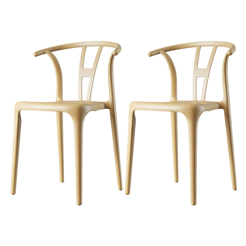 Scandinavian Plastic Armless Chair Dining Room Open Back Chair Yellow Set of 2 Clearhalo 'Dining Chairs' 'Dining Tables & Seating' 'dining_chair' 'Furniture' 'furniture_dining_chair' 'Kitchen & Dining Furniture' 5063410