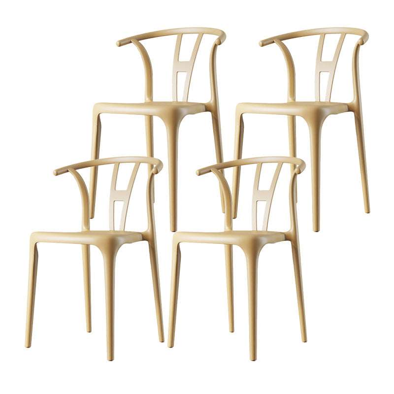 Scandinavian Plastic Armless Chair Dining Room Open Back Chair Yellow Set of 4 Clearhalo 'Dining Chairs' 'Dining Tables & Seating' 'dining_chair' 'Furniture' 'furniture_dining_chair' 'Kitchen & Dining Furniture' 5063411