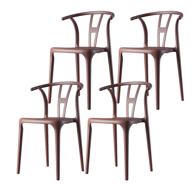 Scandinavian Plastic Armless Chair Dining Room Open Back Chair Brown Set of 4 Clearhalo 'Dining Chairs' 'Dining Tables & Seating' 'dining_chair' 'Furniture' 'furniture_dining_chair' 'Kitchen & Dining Furniture' 5063414
