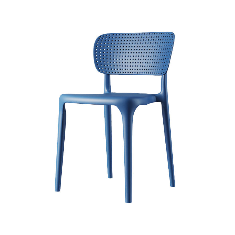 Scandinavian Plastic Armless Chair Dining Room Open Back Chair Blue 1 Piece Clearhalo 'Dining Chairs' 'Dining Tables & Seating' 'dining_chair' 'Furniture' 'furniture_dining_chair' 'Kitchen & Dining Furniture' 5063415