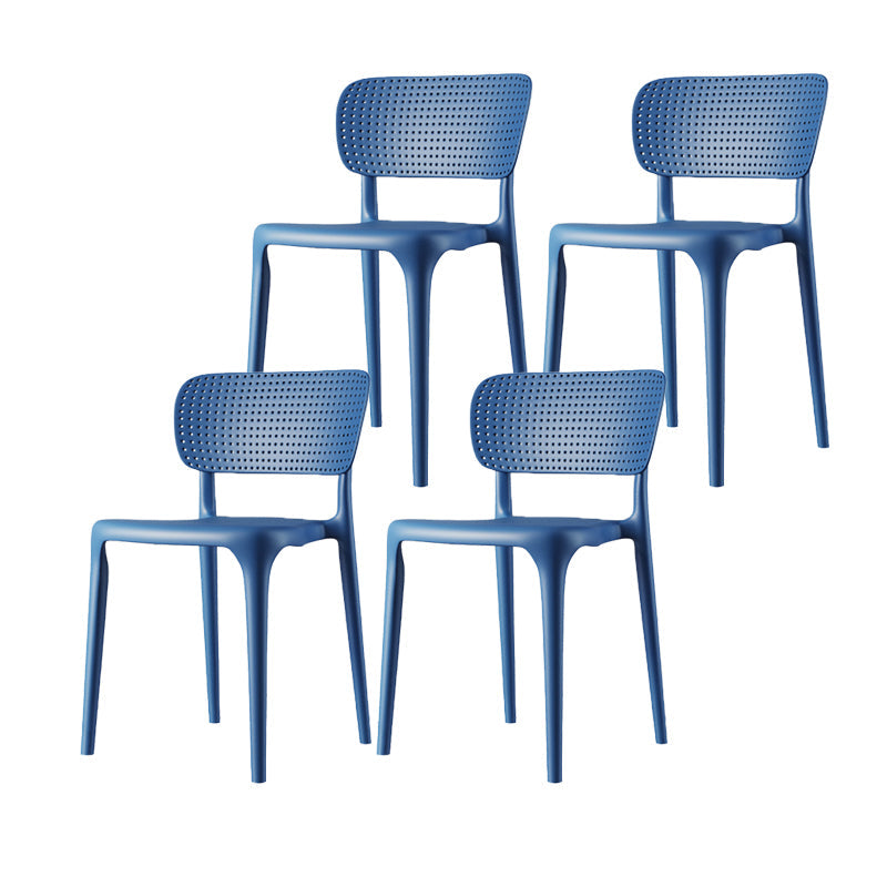 Scandinavian Plastic Armless Chair Dining Room Open Back Chair Blue Set of 4 Clearhalo 'Dining Chairs' 'Dining Tables & Seating' 'dining_chair' 'Furniture' 'furniture_dining_chair' 'Kitchen & Dining Furniture' 5063417