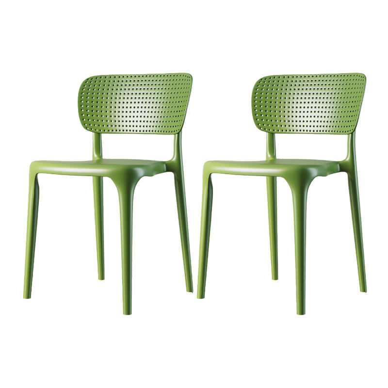 Scandinavian Plastic Armless Chair Dining Room Open Back Chair Green Set of 2 Clearhalo 'Dining Chairs' 'Dining Tables & Seating' 'dining_chair' 'Furniture' 'furniture_dining_chair' 'Kitchen & Dining Furniture' 5063418