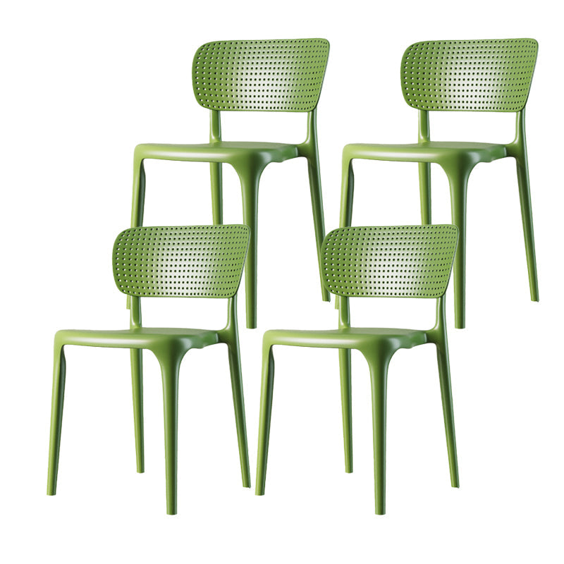 Scandinavian Plastic Armless Chair Dining Room Open Back Chair Green Set of 4 Clearhalo 'Dining Chairs' 'Dining Tables & Seating' 'dining_chair' 'Furniture' 'furniture_dining_chair' 'Kitchen & Dining Furniture' 5063419
