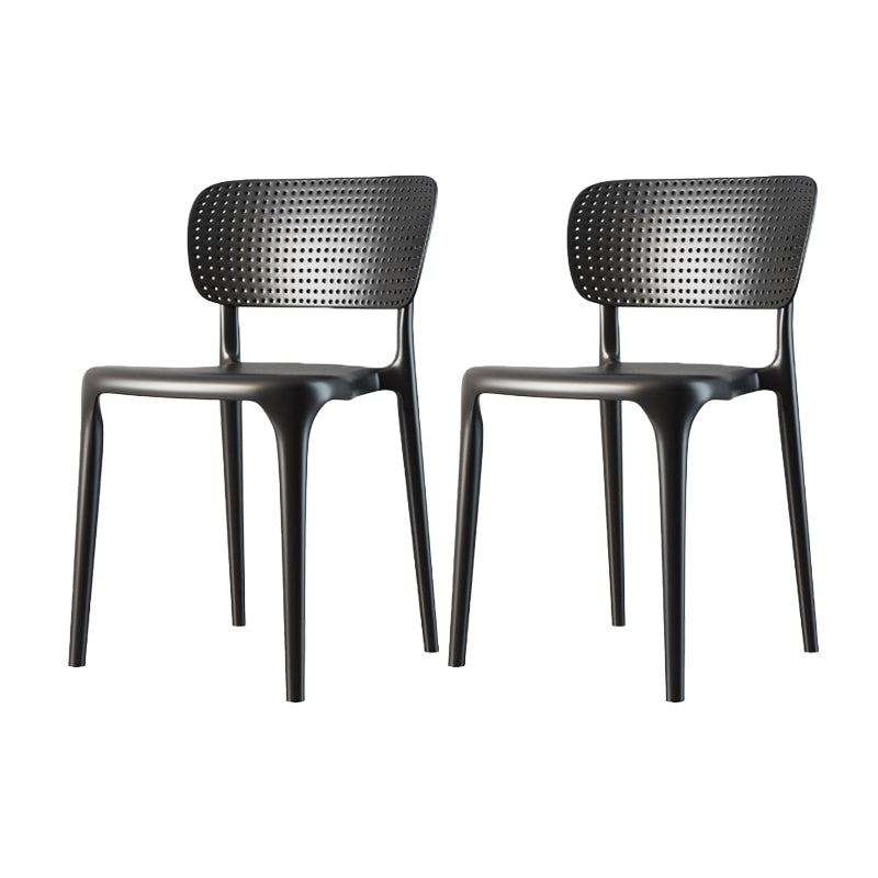 Scandinavian Plastic Armless Chair Dining Room Open Back Chair Textured Black Set of 2 Clearhalo 'Dining Chairs' 'Dining Tables & Seating' 'dining_chair' 'Furniture' 'furniture_dining_chair' 'Kitchen & Dining Furniture' 5063421