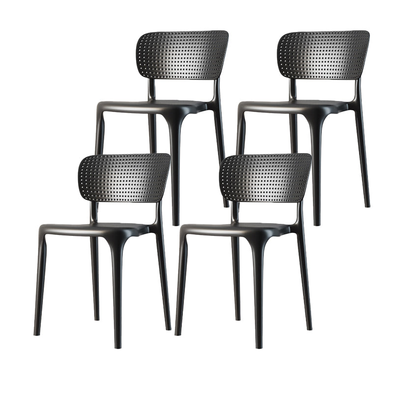 Scandinavian Plastic Armless Chair Dining Room Open Back Chair Textured Black Set of 4 Clearhalo 'Dining Chairs' 'Dining Tables & Seating' 'dining_chair' 'Furniture' 'furniture_dining_chair' 'Kitchen & Dining Furniture' 5063422