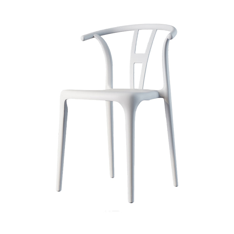 Scandinavian Plastic Armless Chair Dining Room Open Back Chair Textured White 1 Piece Clearhalo 'Dining Chairs' 'Dining Tables & Seating' 'dining_chair' 'Furniture' 'furniture_dining_chair' 'Kitchen & Dining Furniture' 5063423