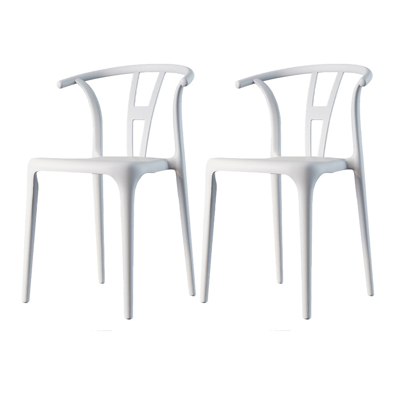 Scandinavian Plastic Armless Chair Dining Room Open Back Chair Textured White Set of 2 Clearhalo 'Dining Chairs' 'Dining Tables & Seating' 'dining_chair' 'Furniture' 'furniture_dining_chair' 'Kitchen & Dining Furniture' 5063424