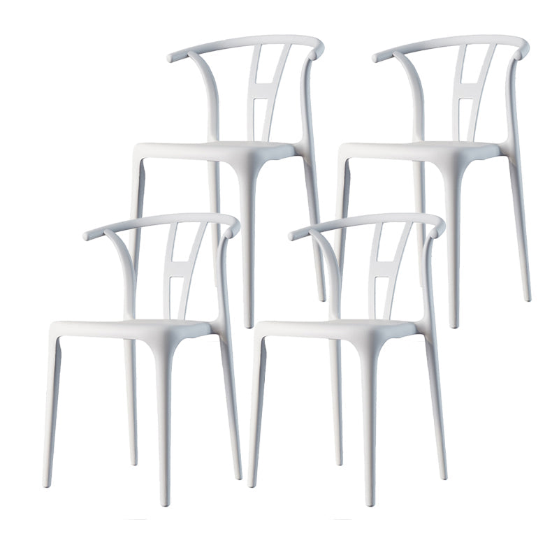 Scandinavian Plastic Armless Chair Dining Room Open Back Chair Textured White Set of 4 Clearhalo 'Dining Chairs' 'Dining Tables & Seating' 'dining_chair' 'Furniture' 'furniture_dining_chair' 'Kitchen & Dining Furniture' 5063425