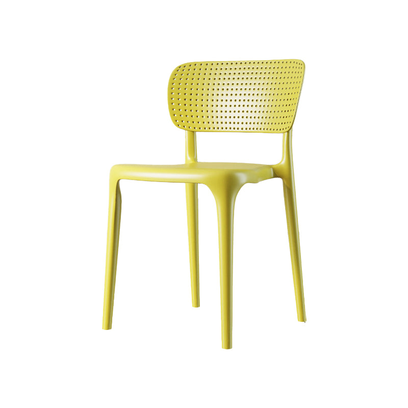 Scandinavian Plastic Armless Chair Dining Room Open Back Chair Light Yellow 1 Piece Clearhalo 'Dining Chairs' 'Dining Tables & Seating' 'dining_chair' 'Furniture' 'furniture_dining_chair' 'Kitchen & Dining Furniture' 5063426
