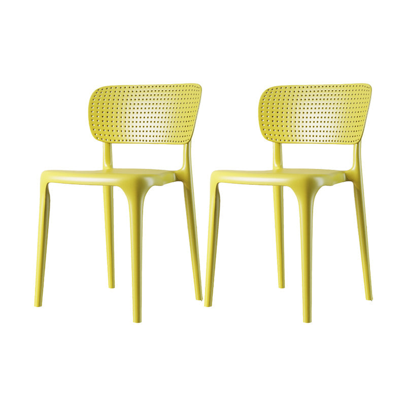 Scandinavian Plastic Armless Chair Dining Room Open Back Chair Light Yellow Set of 2 Clearhalo 'Dining Chairs' 'Dining Tables & Seating' 'dining_chair' 'Furniture' 'furniture_dining_chair' 'Kitchen & Dining Furniture' 5063427