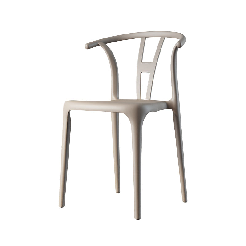Scandinavian Plastic Armless Chair Dining Room Open Back Chair Camel 1 Piece Clearhalo 'Dining Chairs' 'Dining Tables & Seating' 'dining_chair' 'Furniture' 'furniture_dining_chair' 'Kitchen & Dining Furniture' 5063429