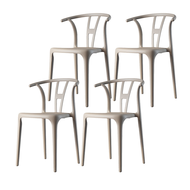 Scandinavian Plastic Armless Chair Dining Room Open Back Chair Camel Set of 4 Clearhalo 'Dining Chairs' 'Dining Tables & Seating' 'dining_chair' 'Furniture' 'furniture_dining_chair' 'Kitchen & Dining Furniture' 5063431