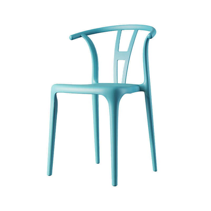 Scandinavian Plastic Armless Chair Dining Room Open Back Chair Peacock Blue 1 Piece Clearhalo 'Dining Chairs' 'Dining Tables & Seating' 'dining_chair' 'Furniture' 'furniture_dining_chair' 'Kitchen & Dining Furniture' 5063432