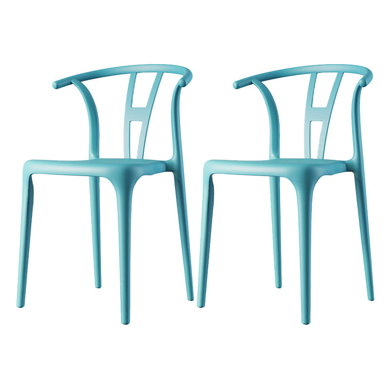Scandinavian Plastic Armless Chair Dining Room Open Back Chair Peacock Blue Set of 2 Clearhalo 'Dining Chairs' 'Dining Tables & Seating' 'dining_chair' 'Furniture' 'furniture_dining_chair' 'Kitchen & Dining Furniture' 5063433