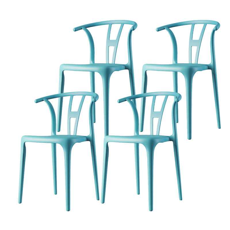 Scandinavian Plastic Armless Chair Dining Room Open Back Chair Peacock Blue Set of 4 Clearhalo 'Dining Chairs' 'Dining Tables & Seating' 'dining_chair' 'Furniture' 'furniture_dining_chair' 'Kitchen & Dining Furniture' 5063434