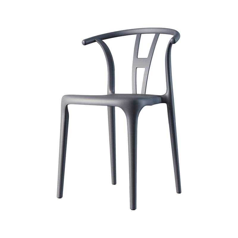 Scandinavian Plastic Armless Chair Dining Room Open Back Chair Silver Gray 1 Piece Clearhalo 'Dining Chairs' 'Dining Tables & Seating' 'dining_chair' 'Furniture' 'furniture_dining_chair' 'Kitchen & Dining Furniture' 5063435