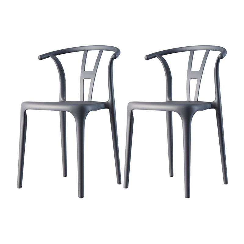 Scandinavian Plastic Armless Chair Dining Room Open Back Chair Silver Gray Set of 2 Clearhalo 'Dining Chairs' 'Dining Tables & Seating' 'dining_chair' 'Furniture' 'furniture_dining_chair' 'Kitchen & Dining Furniture' 5063436