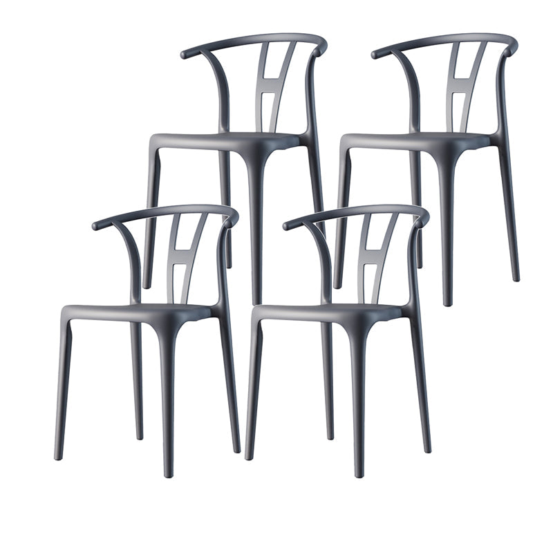 Scandinavian Plastic Armless Chair Dining Room Open Back Chair Silver Gray Set of 4 Clearhalo 'Dining Chairs' 'Dining Tables & Seating' 'dining_chair' 'Furniture' 'furniture_dining_chair' 'Kitchen & Dining Furniture' 5063437