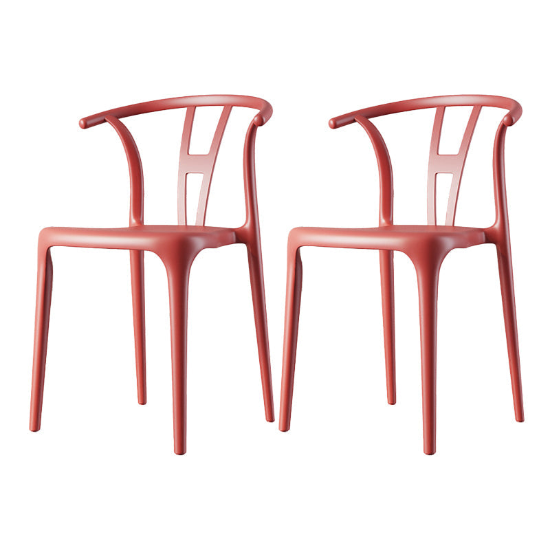 Scandinavian Plastic Armless Chair Dining Room Open Back Chair Watermelon Red Set of 2 Clearhalo 'Dining Chairs' 'Dining Tables & Seating' 'dining_chair' 'Furniture' 'furniture_dining_chair' 'Kitchen & Dining Furniture' 5063439