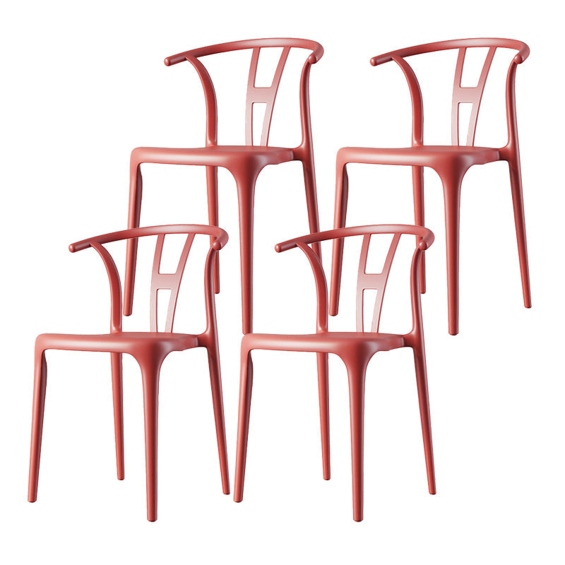 Scandinavian Plastic Armless Chair Dining Room Open Back Chair Watermelon Red Set of 4 Clearhalo 'Dining Chairs' 'Dining Tables & Seating' 'dining_chair' 'Furniture' 'furniture_dining_chair' 'Kitchen & Dining Furniture' 5063440