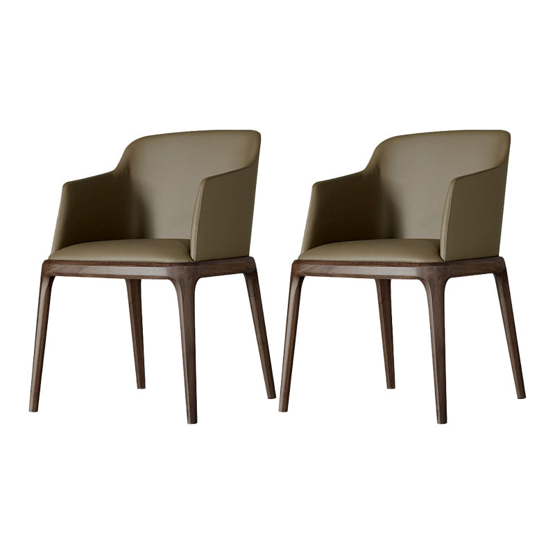 Arml Dining Chairs Modern Faux Leather Side Chairs for Dining Room Brown-Khaki 2 Piece Set Clearhalo 'Dining Chairs' 'Dining Tables & Seating' 'dining_chair' 'furn' 'furn_dining_chair' 'Furniture' 'furniture_dining_chair' 'Kitchen & Dining Furniture' 5063470