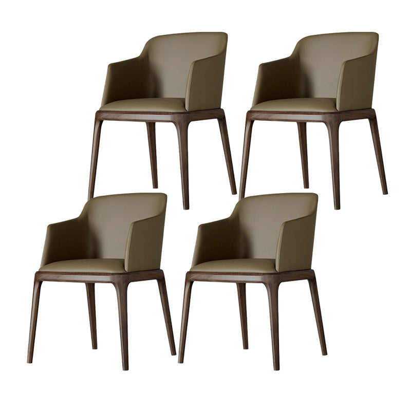 Arml Dining Chairs Modern Faux Leather Side Chairs for Dining Room Brown-Khaki 4 Piece Set Clearhalo 'Dining Chairs' 'Dining Tables & Seating' 'dining_chair' 'furn' 'furn_dining_chair' 'Furniture' 'furniture_dining_chair' 'Kitchen & Dining Furniture' 5063471